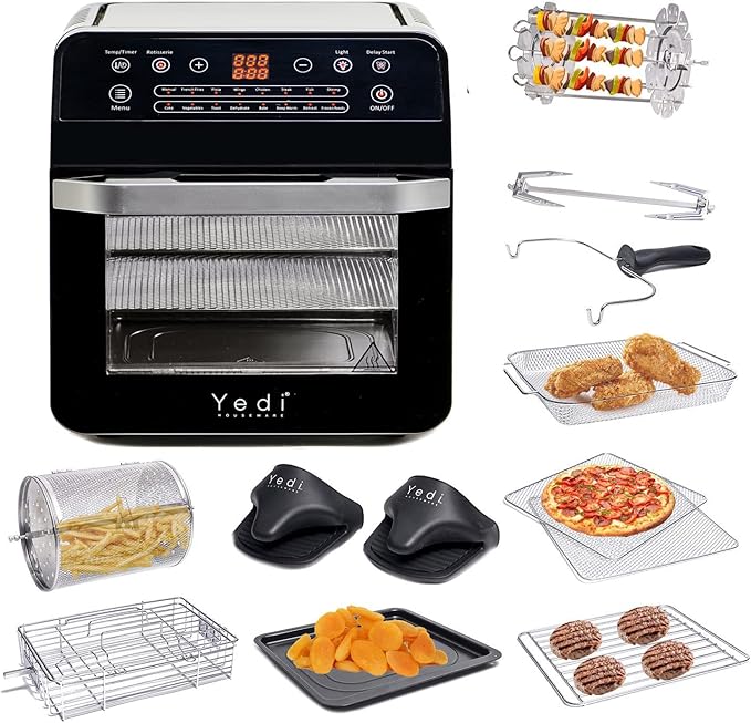 Yedi Total Package 18-in-1 Air Fryer Oven, Air Fryer with Rotisserie and Dehydrator + 100 Recipes, 12.7 Quart