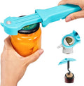 Jar Opener Bottle Opener and Lid Opener for Seniors with Arthritis, Weak Hands, Multi 7 in 1 Retractable Magnetic Can Opener, Original Kitchen Wine Opener Gadgets (Cyan)