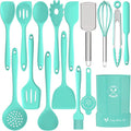 Silicone Kitchen Utensils Set, 16-Piece Silicone Cooking Utensils by Deedro, Heat Resistant Kitchen Tools Set with Holder, Nonstick Spatula Kitchen Gadgets for Cooking & Baking, Green