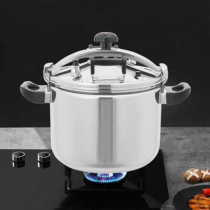 27 Quart Aluminum Pressure Cooker, Commercial Olla de Presion, Large Steamer Cooking Pot Pressure Canners with Safety Lock Valve & Pressure Limiting Valve (42Qt)