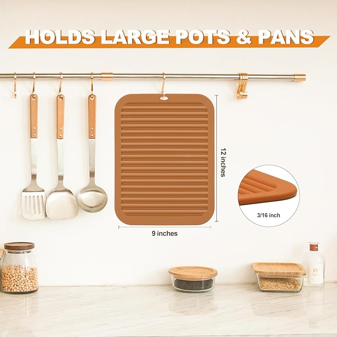 Joyhalo 4 Pack Silicone Trivets for Hot Pots and Pans,480℉ Heat Resistant Trivets for hot Dishes,Hot Pads for Countertop,Kitchen Potholders,Brown