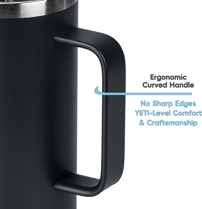 14/24oz Insulated Coffee Mug Cup With Handle, 304 Stainless Steel Vacuum Insulation, Tritan Detachable Slider Lid, BPA Free, Dishwasher Safe - Office & Home - Navy