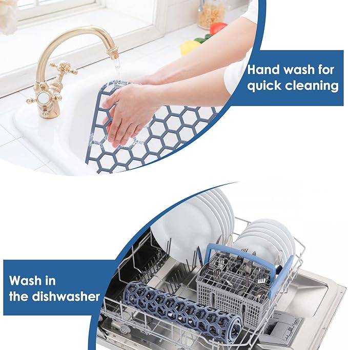 Silicone Sink Protectors for Kitchen Sink with Center Drain - 16.2"x12.5" Kitchen Sink Mats Accessory, Non-Slip Heat Resistant Sink Mat for Bottom of Farmhouse Porcelain Stainless Steel Sink