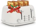 Toaster 4 Slice, Retro Stainless with 6 Bread Shade Settings,1.5''Wide Slots Toaster with Cancel/Defrost/Reheat Functions,Dual Independent Control Panel, Removal Crumb Tray (White)