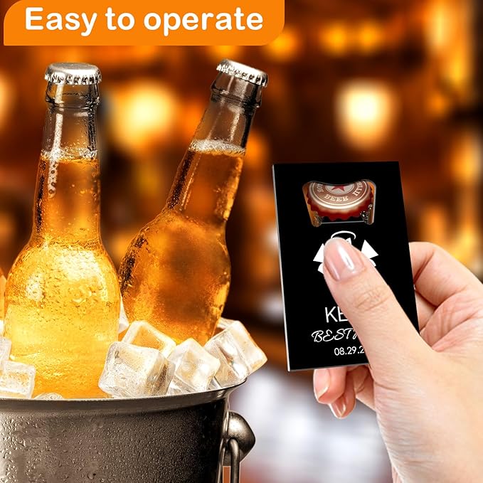7PCSPersonalized Bottle Openers Credit Card Size, Groomsmen Best Man Gifts for Wedding Bachelor Party, Stainless Steel Beer Bottle Opener