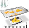 Gas Grill Grease Tray Replacement Parts, Adjustable Grease Tray with Catch Pan Stainless Steel Drip Pans Set (XL)