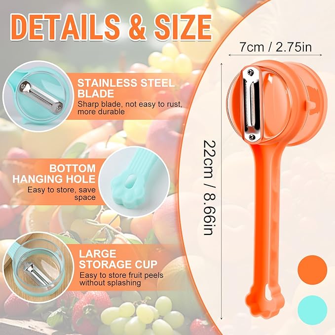 Vegetable Peeler with Box Storage,Double-Sided Stainless Steel Potato Peeler and Fruit Peeler,Vegetable Peelers for Kitchen,Apple Peeler,Carrot Peeler,Orange Peeler,Garlic Peeler (Blue)