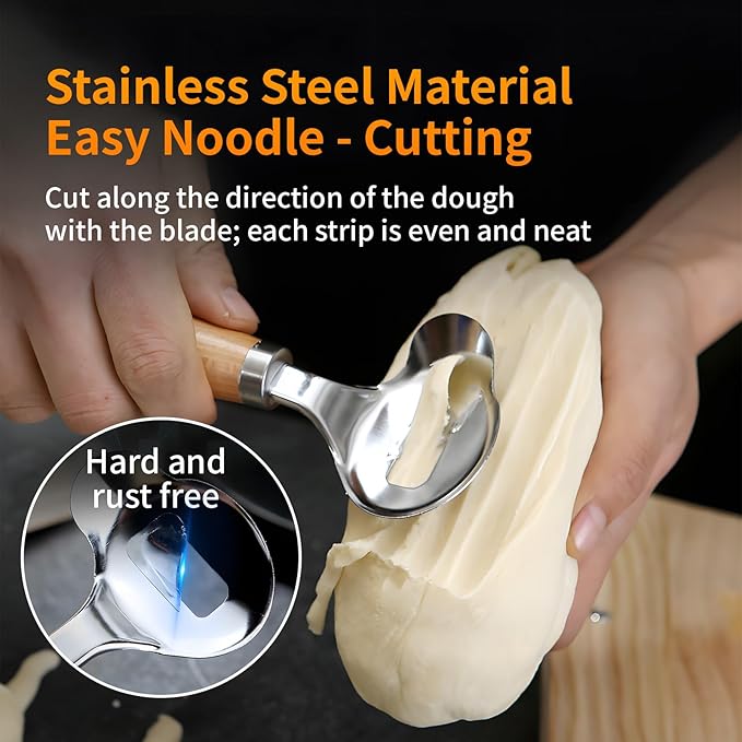Cactus Peeler Tool, 2 Pcs Stainless Steel Cactus Paring Knife and Peeler Spoon Long Handle Slicing Noodle Cutter with Hole for Cactus Kitchen Cooking Noodles
