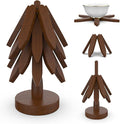 Wooden Trivets for Hot Dishes, Tree Shape Trivet Set, 4 Wooden Trivets+1 Stand, Natural Foldable Kitchen Wooden Trivet for Hot Dishes, Pot, Bowl, Teapot, Hot Pot Holders