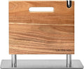 Magnetic Knife Block, Thickened Acacia Knife Holder, Strong Magnetic Suction Cup with Knife Sharpener, Double-Sided Kitchen Knife Storage Rack for Kitchen Countertops