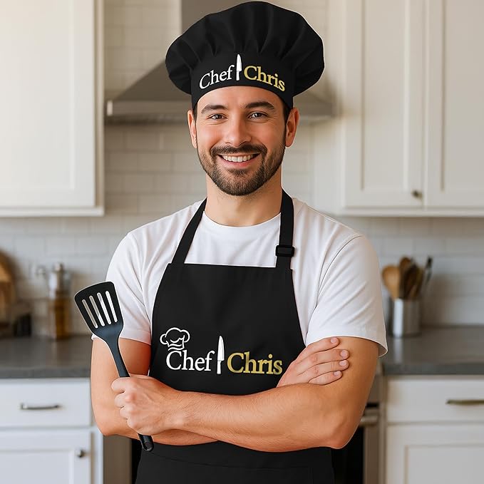 Chef Apron Men, Women, Personalized Adult Aprons for Women and Men, Personalized Baking Gifts, Professional Aprons for Chefs, Men - Women Cooking Gift for Christmas, Birthday, Fathers Day, Mothers Day