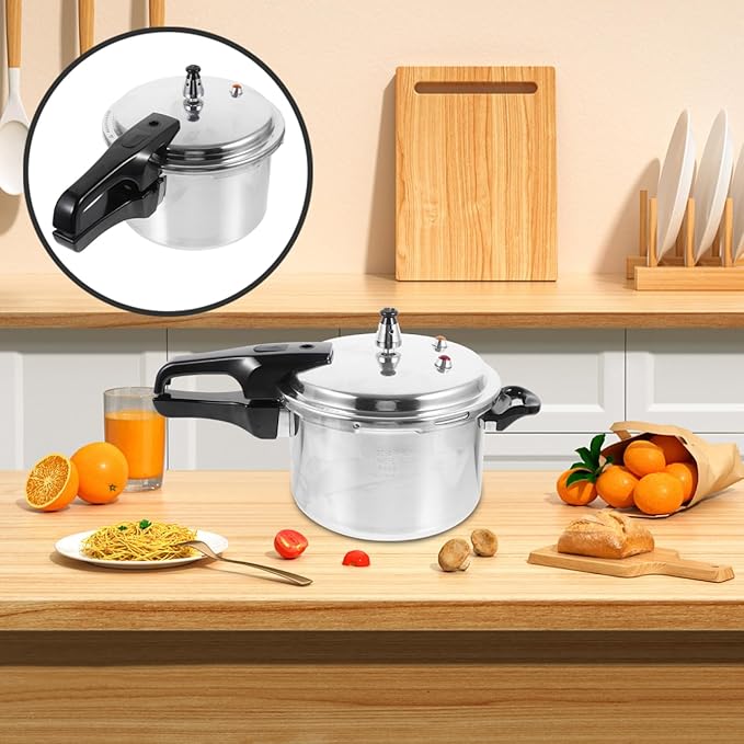 DOITOOL Aluminum Pressure Cooker 20cm/7.9inch Bottom Small Pressure Cooker for Gas Stove Induction for Home Cooking, Silver