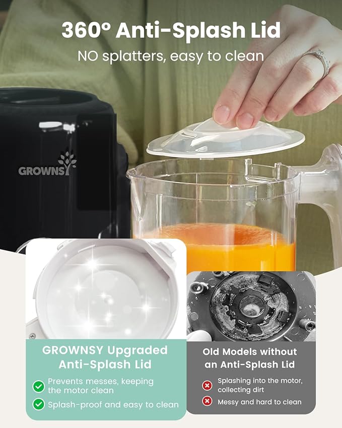 GROWNSY Baby Food Maker with Steam Basket, One Step Baby Food Processor Steamer Puree Blender Grinder Mills Machine, Auto Cooking Grinding and Sterili-zing for Healthy Homemade Baby Food, Blcak