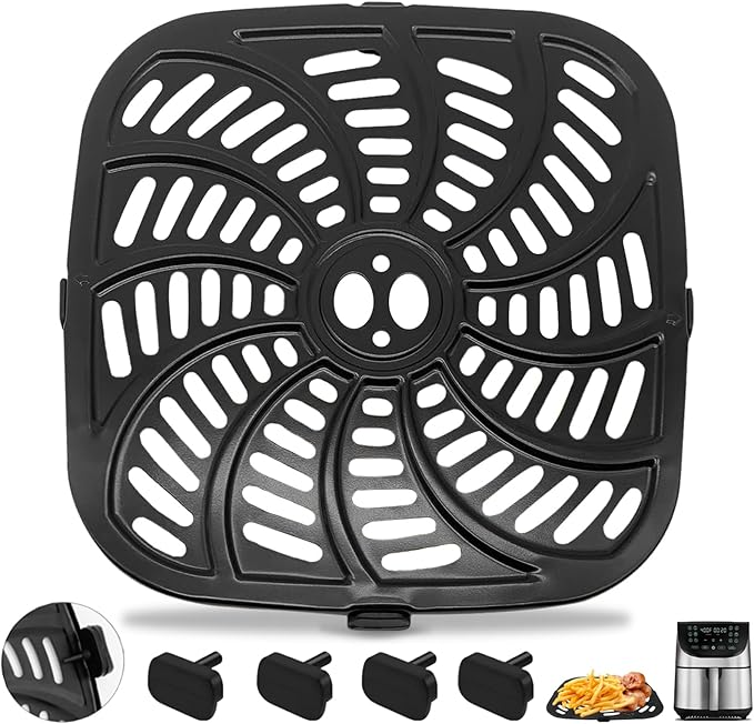 Air Fryer Grill Pan for Gourmia GAF856 GAF826 Air Fryer, Nonstick 9.8''*9.8'' Square Air Fryer Replacement Parts Accessories Rack Tray Grill Plate Crisper Plate for Gourmia 8QT Air Fryer