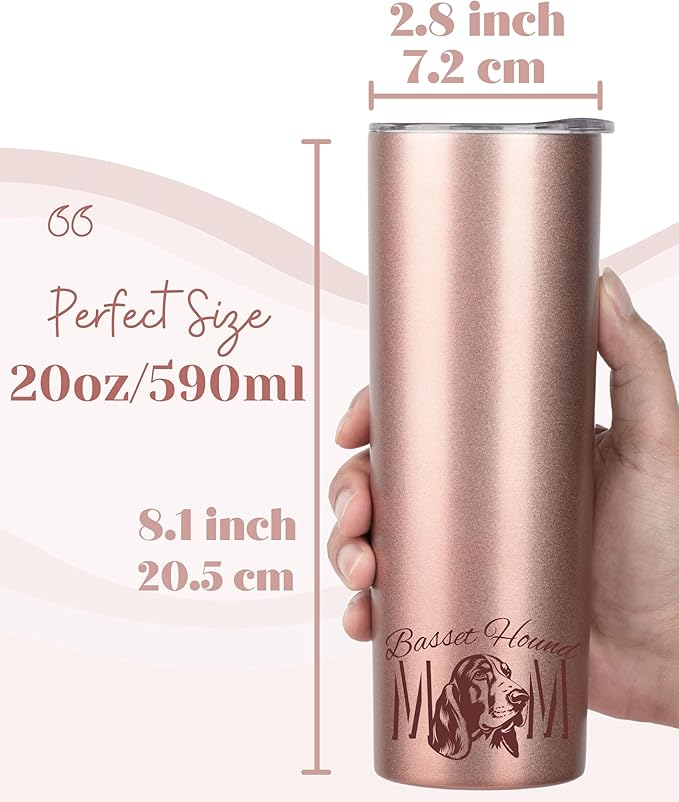 Onebttl Basset Hound Gifts, Gifts on National Hug Your Hound Day, Birthday and Christmas, 20 oz Insulated Stainless Steel Tumbler - MOM