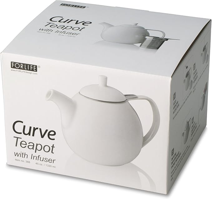 FORLIFE Curve Teapot with Infuser, 45-Ounce, Black Graphite
