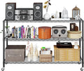 Karl home 3-Tier Adjustable Metal Storage Shelves, Wire Shelving Unit with Wheels & Leveling Feet, Heavy Duty Garage Shelving, Pantry & Kitchen Display Shelf Organizer, Home Storage Rack