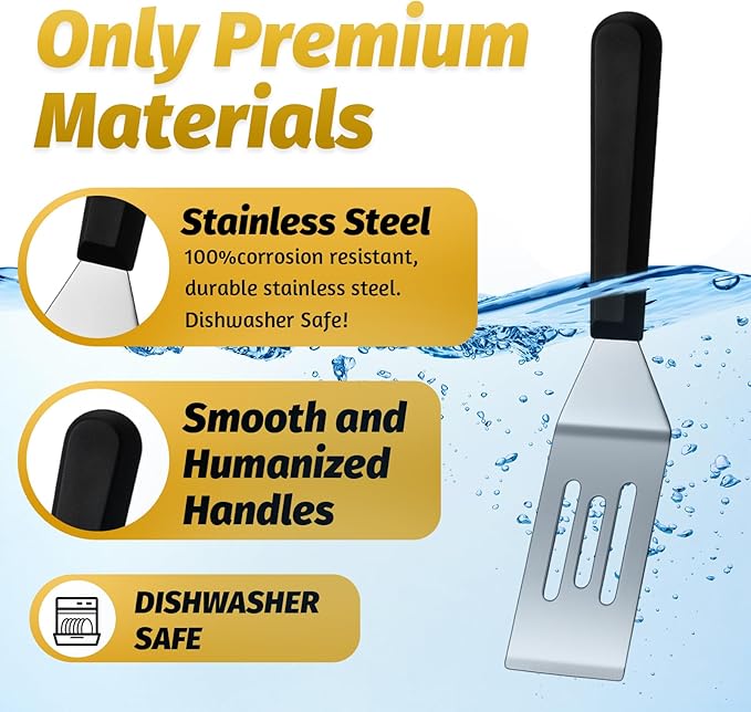 Patelai 5 Pack Small Spatula Mini Serving Brownie Spatula for Serving and Flipping Cooking Pancakes Desserts Cookie Eggs Lasagna (Slotted,Black Handle)