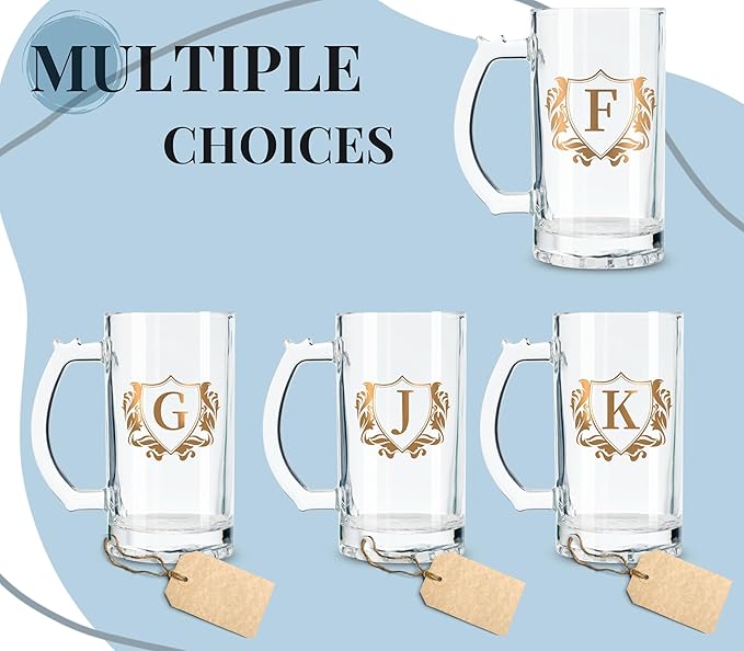 Onebttl Personalized Beer Gifts for Men Beer Lovers - 17 oz Heavy Beer Stein Mug with Handle for Boss as Birthday Christmas Gift - B