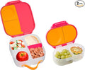 b.box Mini Lunch + Snack Containers (Strawberry Shake): 2-Pack Set Includes Lunch Box (4 1/4 Cup Capacity) & Snack Box (1 3/4 Cup Capacity). Easy Open Bento Containers, School Supplies