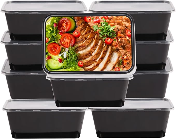 10Pack 32oz Meal Prep Containers Disposable Food Storage Containers with Lids, 1-Compartment Reusable Food Storage Plastic Stackable To Go Boxes Microwave, Freezer, Dishwasher Safe