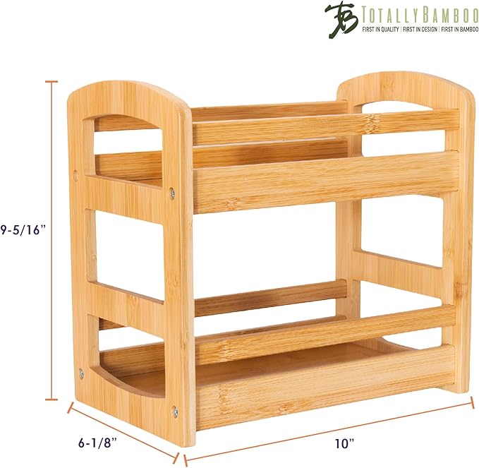 Totally Bamboo 2 Shelf Spice Caddy, Organizer Rack for Kitchen Countertop or Cupboard