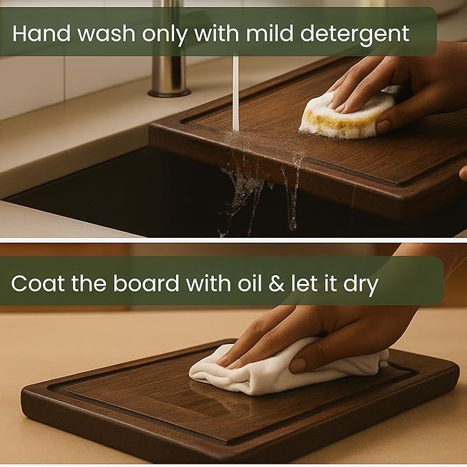 STORE INDYA 3-Piece Wooden Cutting Board Set with Juice Grooves | Premium Acacia Wood Chopping Boards with Built-in Handles for Kitchen Prep | Eco Friendly Multi Size Cutting Boards