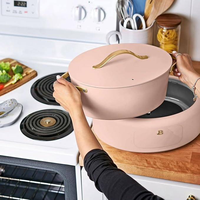 Beautiful 10-in-1 Electric MultiCooker 6 Quart - Programmable Slow Cooker, Sous Vide, Rice Cooker - Sleek Touch Timer & Delayed Start - Kitchen Appliance by Drew Barrymore (Rose)