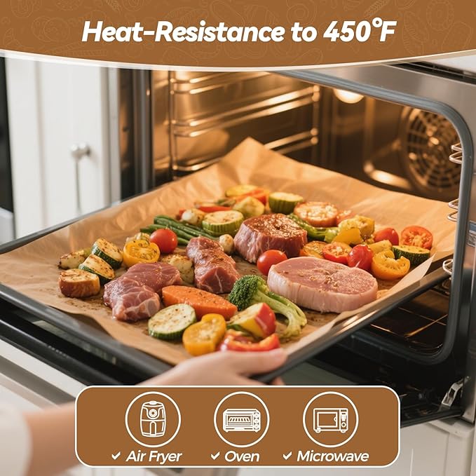 360 Count 9"x 13" Heavy Duty Parchment Paper Sheets for Baking, No-Stick & No-Leak Unbleached Baking Paper, Pre-cut Half Parchment Paper Sheets for Oven, Air Fryer, Microwave