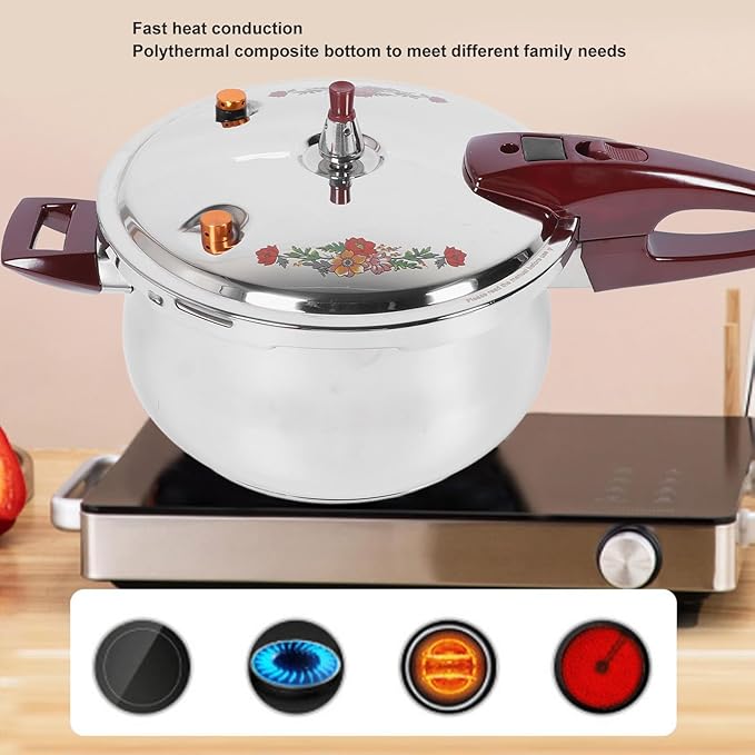Generic 2024 Upgrade Stainless Steel Pressure Cooker, 80KPA Mini Pressure Cookers for Induction, Gas And Electric Stoves,with Ergonomic Handle and Security Guard (6.3 Quart), Generic56hwvgnp7d-11