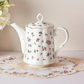 Vintage Floral Tea pot with Infuser, 33oz, Ceramic Teapot with Tea Strainers for Loose Leaf Tea, Rose Teapots for Tea Party