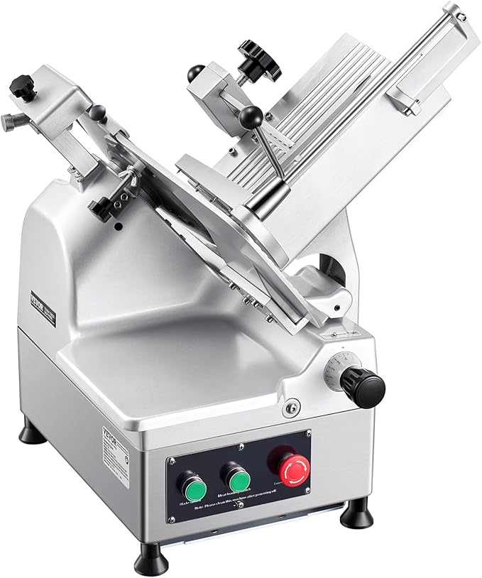 VEVOR Automatic Meat Slicer, 180W + 370W Deli Slicer with a 12 inch Premium 65Mn Blade, 0-0.3 inch Adjustable Thickness, Electric Food Slicer Machine for Meat, Vegetables, Hard Bread, and Cheese