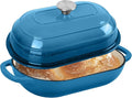 Premium Enameled Cast Iron Dutch Oven for Bread Baking | Non-Stick 5QT Oval Bread Oven with Lid | Perfect for Sourdough, Loaf, and Artisan Baking (Oval Blue, 5 QT)