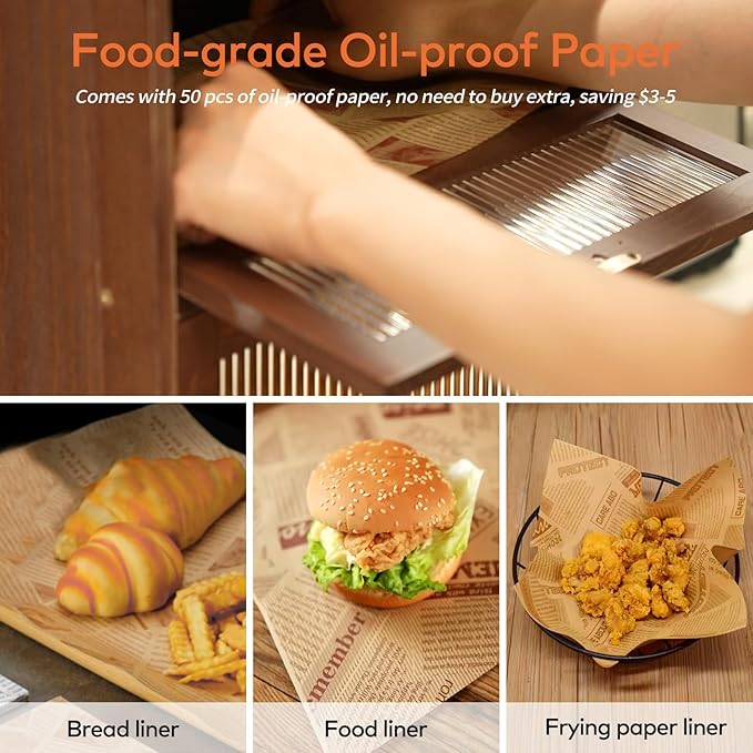 Solid Wood Bread Box for Kitchen Countertop with Drawer and 50 Count Deli Paper, 2 Layer Large Capacity Wooden Breadbox, Vintage Food Storage Container for Kitchen Counter Corner, Brown