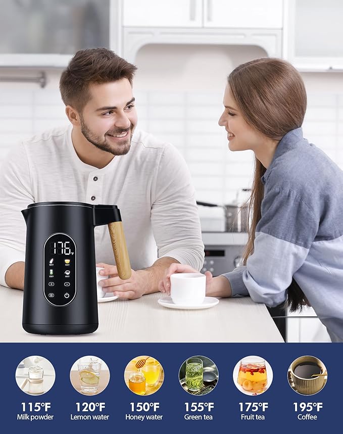 1.7L Electric Kettle with 4 Temperature Presets, Digital Display, Water Boiler with 304 Stainless Steel, Electric Tea Kettle Temperature Control