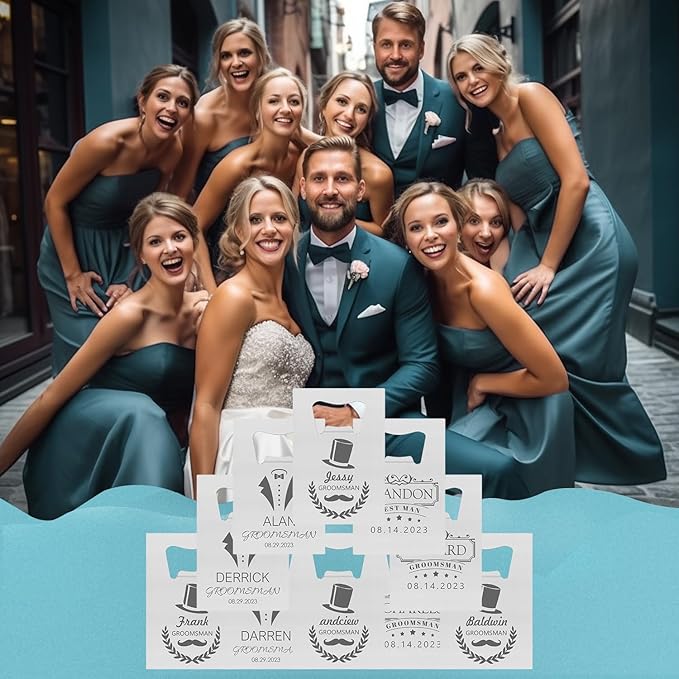 2PCSPersonalized Bottle Openers Credit Card Size, Groomsmen Best Man Gifts for Wedding Bachelor Party, Stainless Steel Beer Bottle Opener