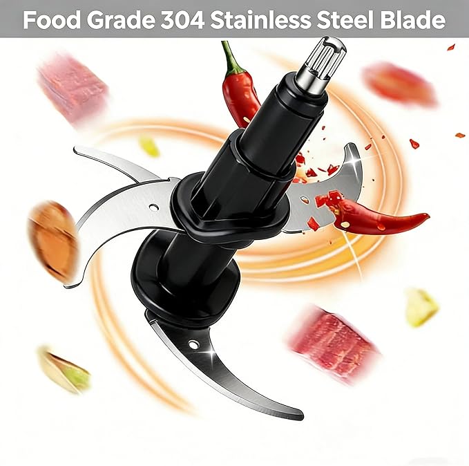 Simple Deluxe Electric Meat Grinders, 450W Mini Food Processor & Food Chopper with 2 Bowls (8 Cup+8 Cup) and 2 Bi-Level Blades for Fruits, Meat, Nuts, Baby Food, Silver