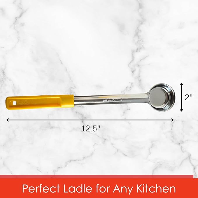 1 Ounce Solid Stainless Steel Portion Control Ladle Spoon for Measuring and Serving; Commercial Grade Serving Scoops [Pack of 12]