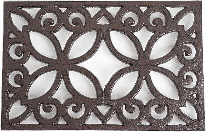 Sungmor Rectangle Cast Iron Trivets, Metal Trivet for Hot Pots and Pans, Heavy Duty Rustic Wood Stove Tea Pot Trivet, Decorative Hot Pot Holder for Kitchen Counter and Dining Table
