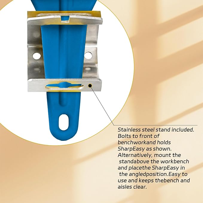 Stainless Steel Knife Sharpener Tool with Bracket, Maintenance Sharpening Tool for Kitchen Abattoirs Knives Helps Repair Sharpens, Hones, Polishes Blades (Blue)