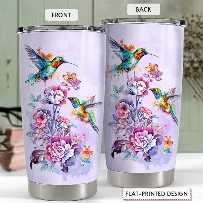 SANDJEST Hummingbird Tumbler 20oz Stainless Steel Insulated Coffee Travel Mug - Gift for Women, Girls, Birthday, Christmas