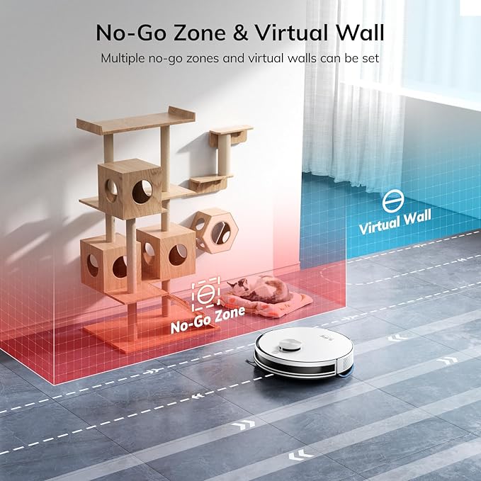 ILIFE A30 Pro Robot Vacuum and Mop, Self Emptying Station for 60 Days, 5000Pa Suction, LiDAR Navigation, No-Go Zones, 2.4G WiFi/App/Alexa/Remote Control, Roller Brush for Carpet, Hard Floors, 110V