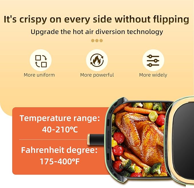 Panana Air Fryer, 8QT Large Capacity Air Fryer, Oilless Healty Cooker Airfryer Oven with 8 Presets, 1500W Air Fryers for Quick Meal, Home Use
