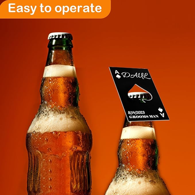 7PCSPersonalized Bottle Openers Credit Card Size, Groomsmen Best Man Gifts for Wedding Bachelor Party, Stainless Steel Beer Bottle Opener