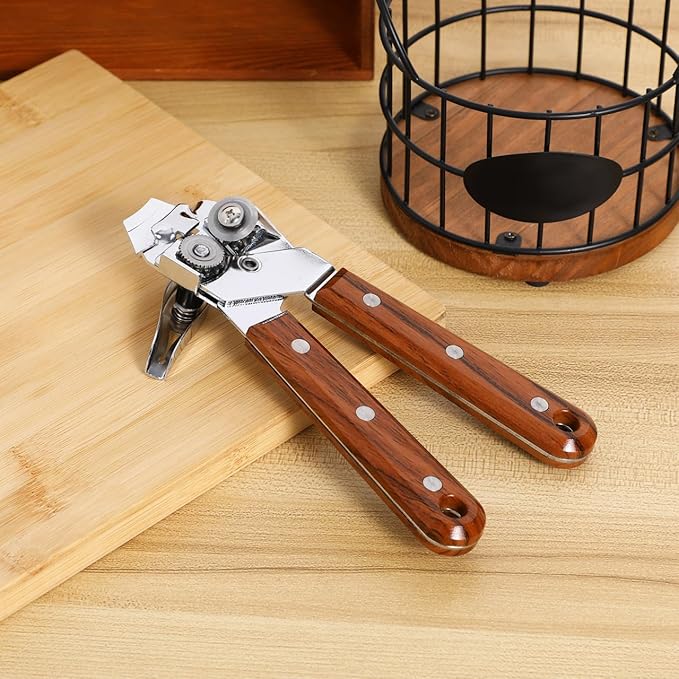 BESTonZON Stainless Steel Manual Can Opener with Grip Handles, Easy Turn Design, Heavy Duty Lid Remover for Seniors, Kitchen and Bar Tool, Smooth Edge