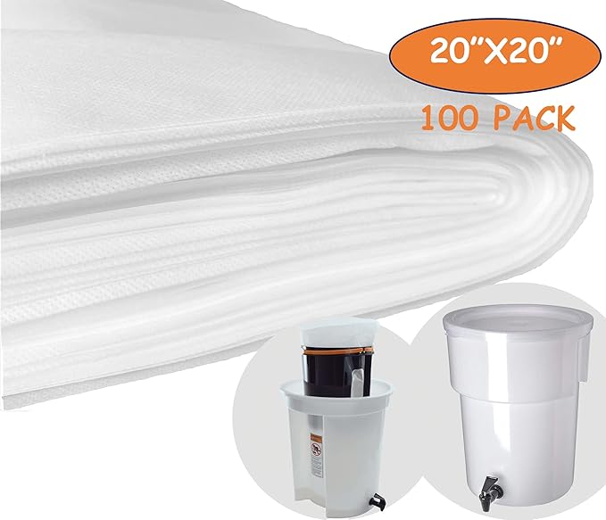 (100 Pack) Commercial Cold Brew Coffee Filters, 20" x 20" For Commercial Model Cold Brew Coffee Makers and 5-gallon Commercial Systems…