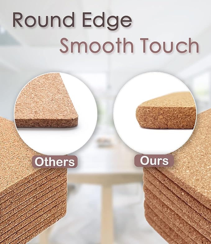 Cork Trivet, High Density Fine Particle Thick Cork Trivets for Hot Dishes, 12 x 7 Inch Heat Resistant Cork Coaster, Rectangle Cork Placemats Cork Hot Pads for Kitchen, 4 Pcs