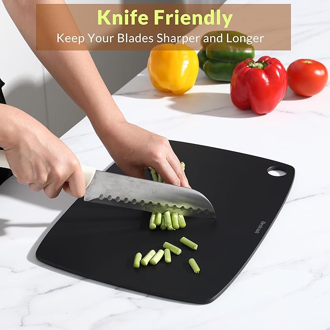 Wood Fiber Cutting Board for Kitchen - High Density, Non-Porous, BPA-Free, Reversible Chopping Board, Dishwasher Safe, Knife-Friendly Cutting Board for Meat, Bread, Fruit, 11.8" X 9.3", Black