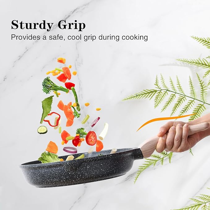 Kordisen Nonstick Frying Pan, 12.5 Inch Large Skillet, Granite Cooking Pan, Healthy and Non Toxic, Induction Compatible, PFOA Free