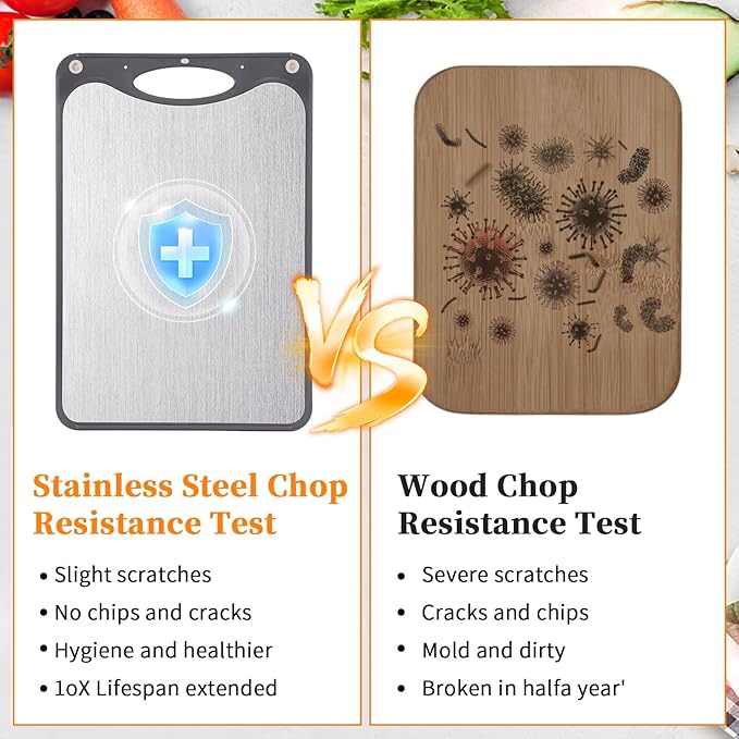 Titanium Cutting Boards, Double Sided Cutting Board For Kitchen,Food Grade Titanium And Wheat Straw PP, Large Size 15”×10”And Easy To Clean, Dark Gray